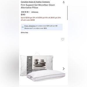 Canadian Down & Feather Company
Firm Support Gel Microfiber Down Alternative